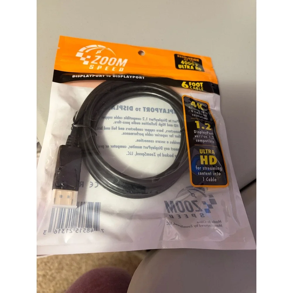 ZoomSpeed 6 Foot DisplayPort to DisplayPort Cable 4K Ultra HD 1.2 Compatible